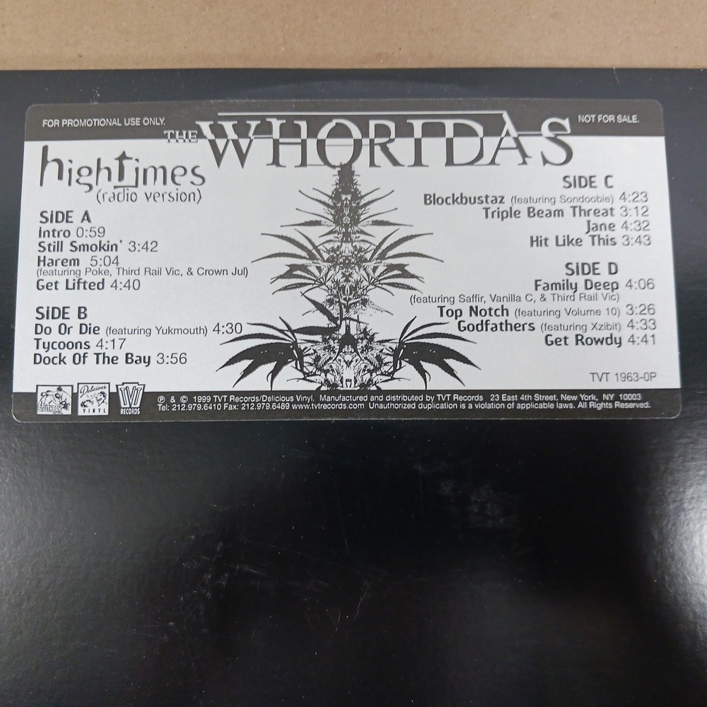 The Whoridas High Times Radio Version 2LP Vinyl 1999 TVT 1963-0P Xzibit Promo
